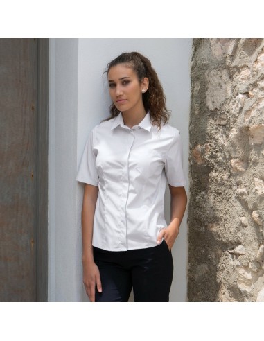 BLUSA MUJER BOTON OCULTO M/C