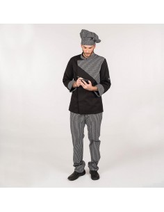 PANTALON UNISEX GOMA+CORDON CUADRO LUTOS BLANCO Y NEGRO