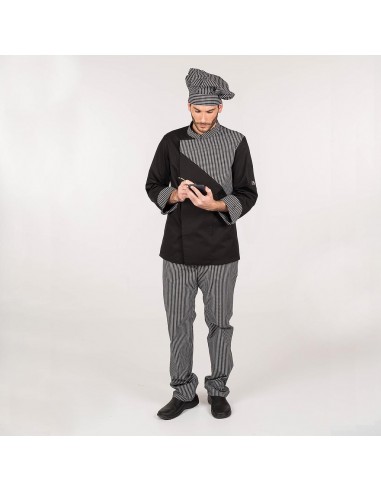 PANTALON UNISEX GOMA+CORDON CUADRO LUTOS BLANCO Y NEGRO