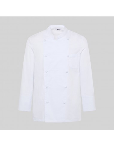 CHAQUETA COCINA UNISEX BOTON FORRADO M/L BLANCA
