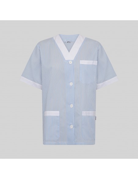 BLUSA SANITARIO UNISEX PICO ABIERTO VICHY COMBINADA