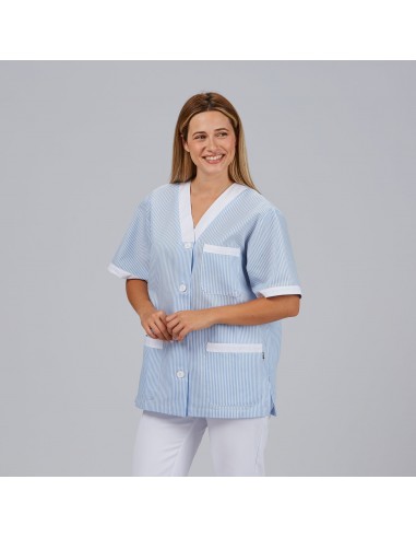 BLUSA SANITARIO UNISEX PICO ABIERTO VICHY COMBINADA
