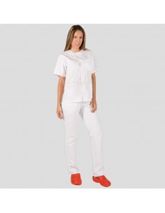 CONJUNTO UNISEX ABOTONADO SARGA BLANCA