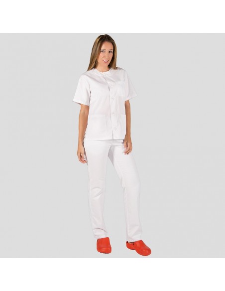 CONJUNTO UNISEX ABOTONADO SARGA BLANCA
