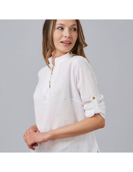 CAMISA MUJER FALSO LINO FLORA
