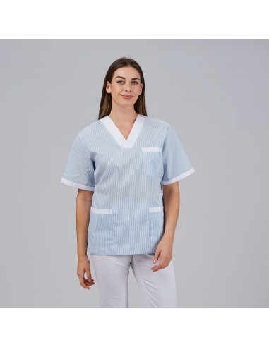 BLUSA SANITARIO UNISEX PICO VICHY COMBINADA