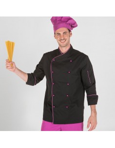 CHAQUETA COCINA UNISEX NEGRA M/L BOLS. MANGA