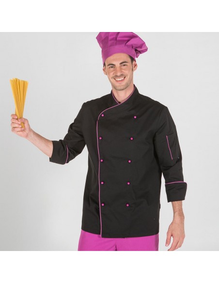 CHAQUETA COCINA UNISEX NEGRA M/L BOLS. MANGA