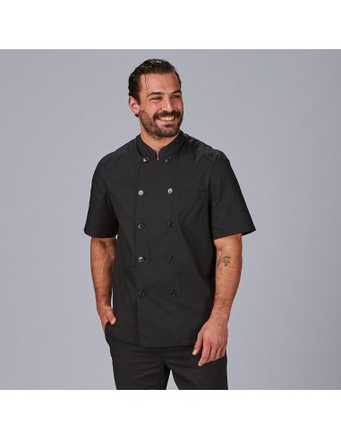 CHAQUETA COCINA UNISEX POPELIN FINO NEGRO M/C