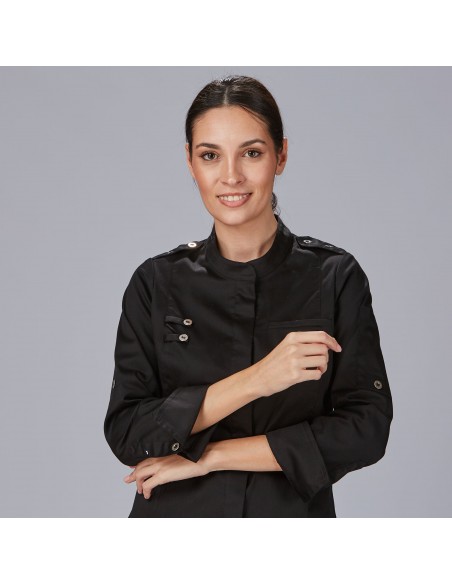 CHAQUETA COCINA MUJER SATEN ALGODON SOLA