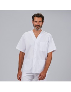 BLUSA HOMBRE SANITARIA BOTON PRESION M/C