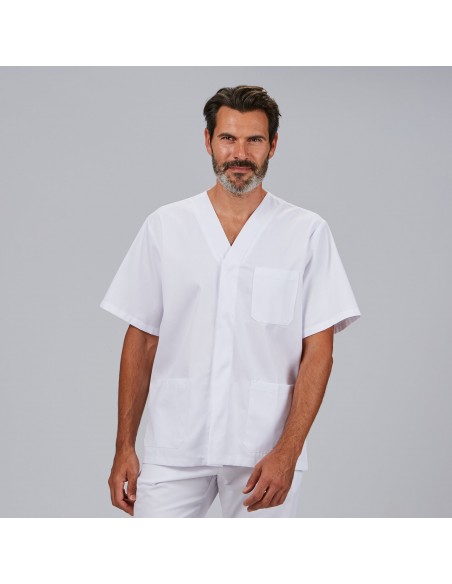 BLUSA HOMBRE SANITARIA BOTON PRESION M/C
