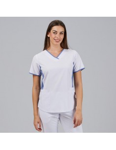 BLUSA MUJER ESCOTE PICO COMBINADA M/C CLEO