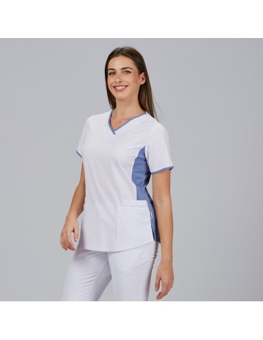 BLUSA MUJER ESCOTE PICO COMBINADA M/C CLEO