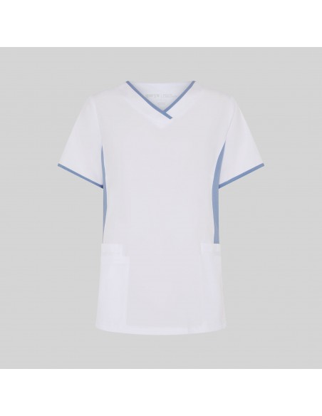 BLUSA MUJER ESCOTE PICO COMBINADA M/C CLEO