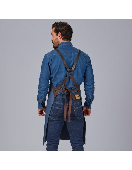 DELANTAL PETO HERRAJES EN PIEL 88X74 CM
