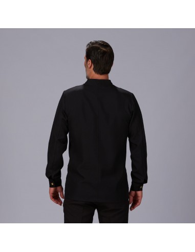CHAQUETA HOMBRE MAO NEGRA BOTON DORADO