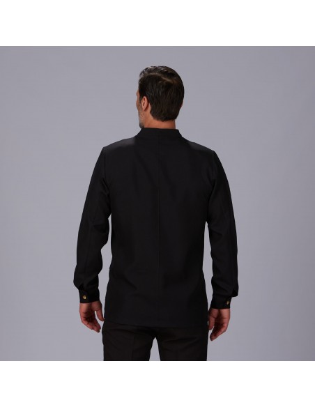 CHAQUETA HOMBRE MAO NEGRA BOTON DORADO