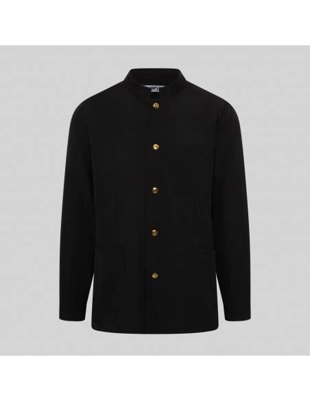 CHAQUETA HOMBRE MAO NEGRA BOTON DORADO
