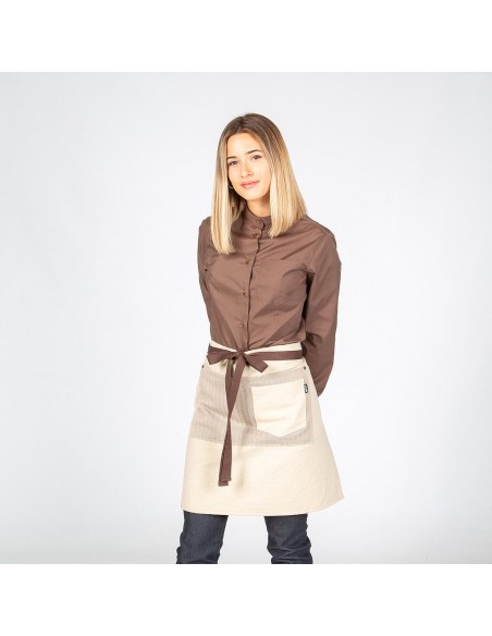 DELANTAL SIN PETO BEIGE COMBI ESPIGA 50X68 CM