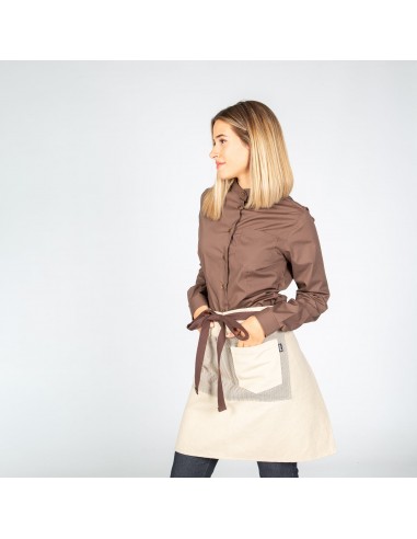 DELANTAL SIN PETO BEIGE COMBI ESPIGA 50X68 CM