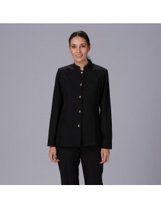 CHAQUETA MUJER MAO NEGRA BOTON DORADO