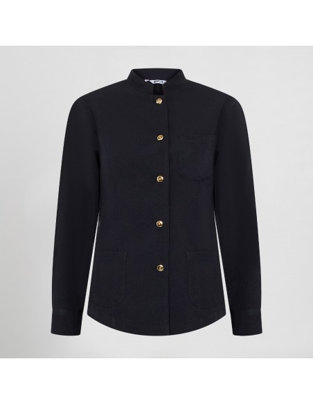 CHAQUETA MUJER MAO NEGRA BOTON DORADO CHAQUETA MUJER MAO NEGRA BOTON DORADO