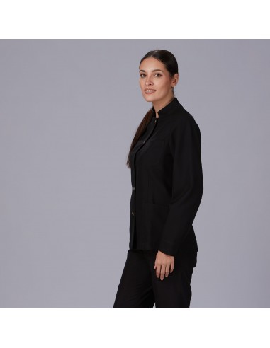 CHAQUETA MUJER MAO NEGRA BOTON DORADO