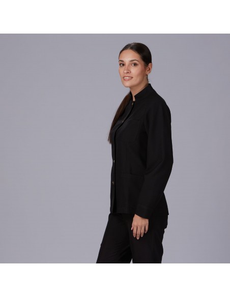CHAQUETA MUJER MAO NEGRA BOTON DORADO CHAQUETA MUJER MAO NEGRA BOTON DORADO