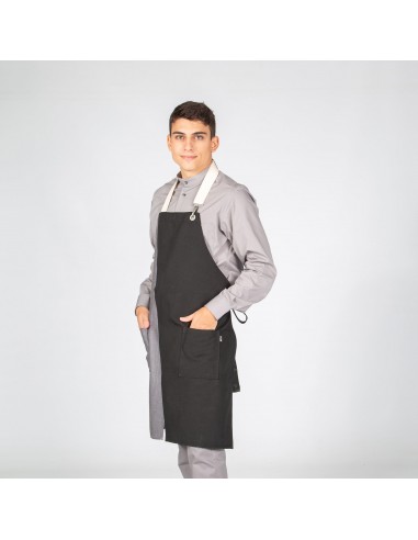 DELANTAL CON PETO NEGRO COMBI ESPIGA 82X72 CM