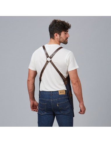 DELANTAL PETO VAQUERO Y PIEL 73X68 CM
