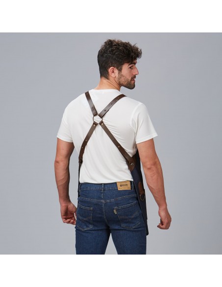 DELANTAL PETO VAQUERO Y PIEL 73X68 CM