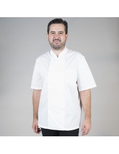 CHAQUETA COCINA UNISEX PLANA BLANCA M/C