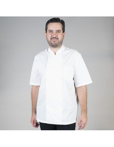 CHAQUETA COCINA UNISEX PLANA BLANCA M/C