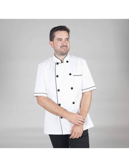CHAQUETA COCINA UNISEX M/C BLANCA VIVO COLOR