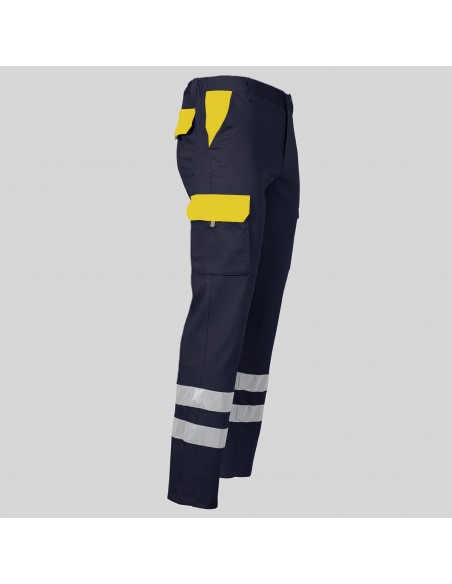 PANTALON UNISEX MULTIBOLSILLOS ELASTICO GAMO COMBI + 2 BANDAS REFLECT.