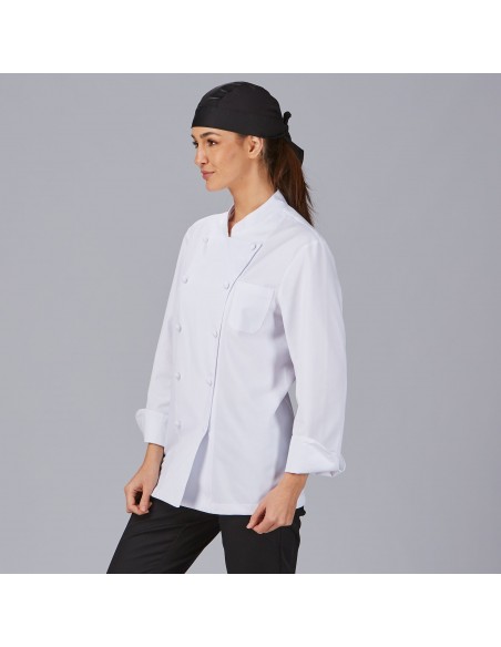 CHAQUETA COCINA UNISEX BOTON FORRADO M/L BLANCA