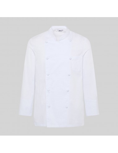 CHAQUETA COCINA UNISEX BOTON FORRADO M/L BLANCA