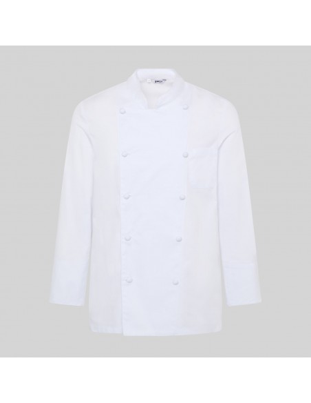 CHAQUETA COCINA UNISEX BOTON FORRADO M/L BLANCA