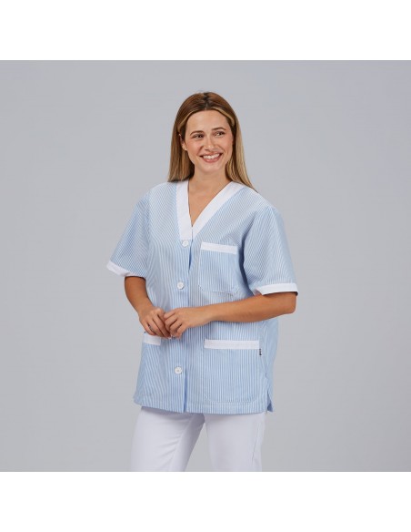 BLUSA SANITARIO UNISEX PICO ABIERTO VICHY COMBINADA
