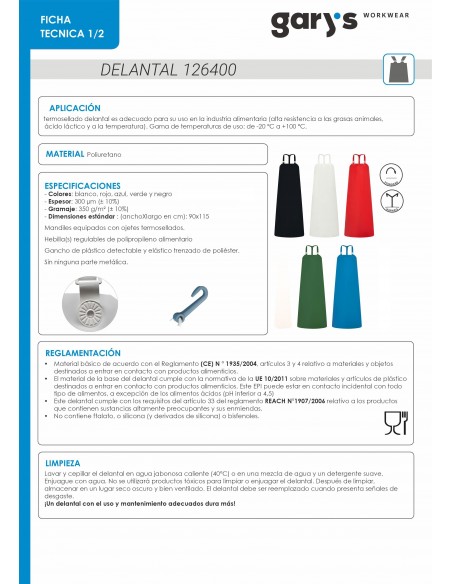 DELANTAL CON PETO POLIURETANO ANDREW 115X90 CM
