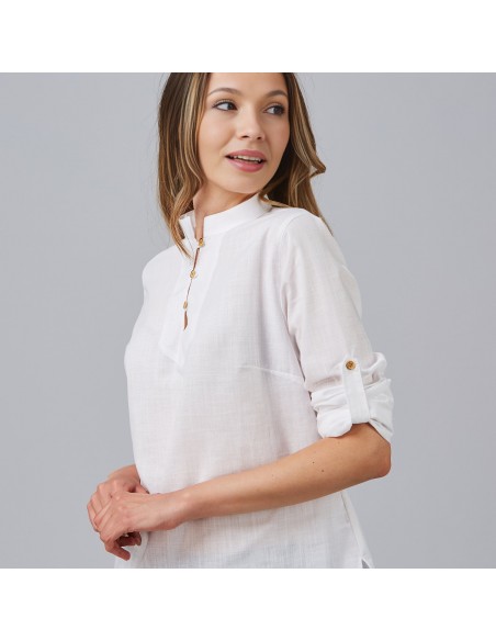 CAMISA MUJER FALSO LINO FLORA