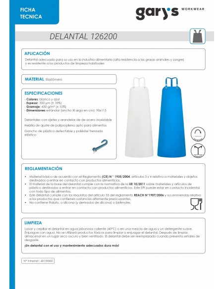 DELANTAL 115X85 CM EVAN