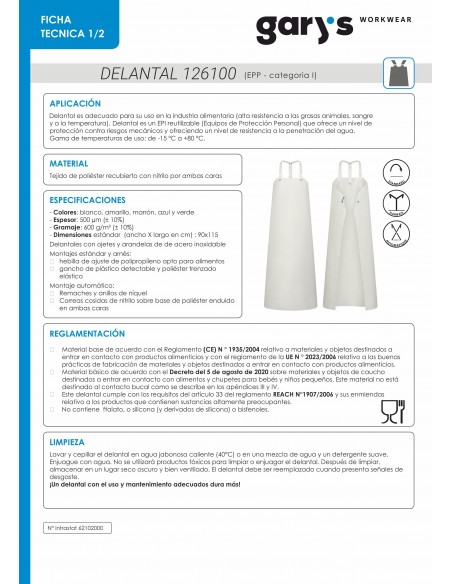 DELANTAL ARES 115X90 CM