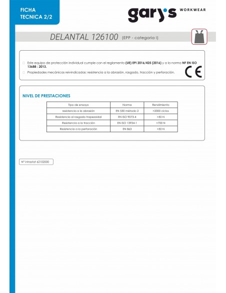 DELANTAL ARES 115X90 CM