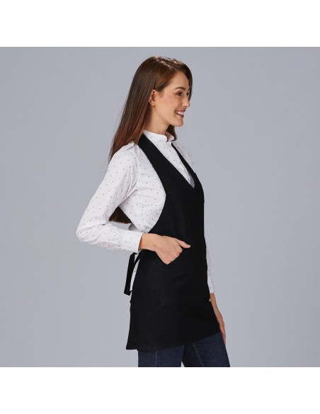 DELANTAL BISTRO ESCOTE PICO BOLSILLO CENTRO 80X65 CM