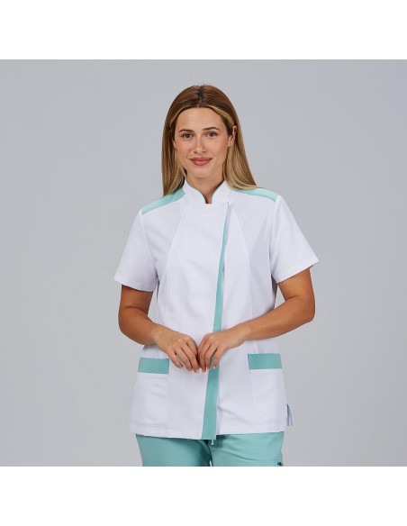 BLUSA MUJER ABIERTA CUELLO MAO MANGA CORTA JUDIT