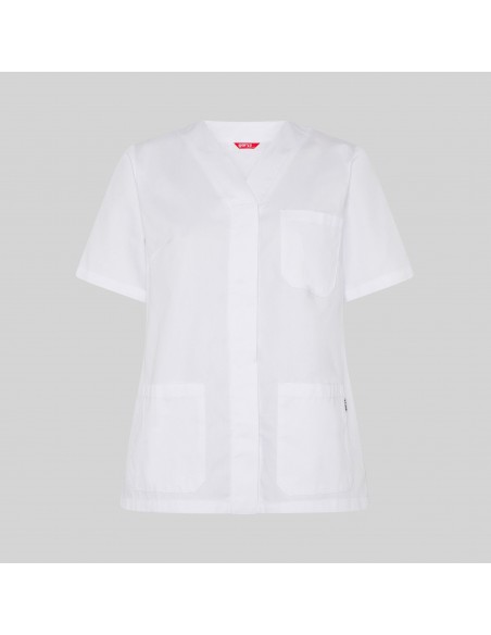 BLUSA MUJER SANITARIA BOTÓN PRESIÓN MANGA CORTA