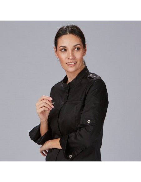 CHAQUETA COCINA MUJER SATÉN ALGODÓN SOLA