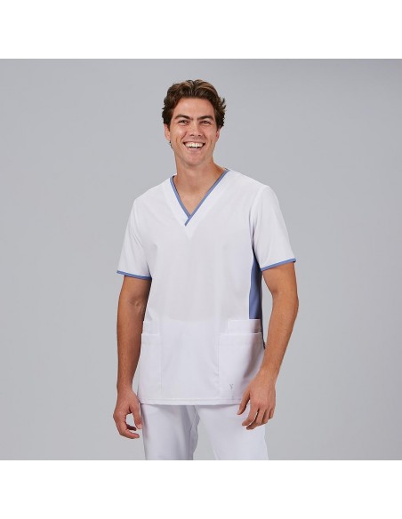 BLUSA HOMBRE ESCOTE PICO COMBINADA MANGA CORTA GAEL